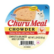 INABA Churu Meal Chowder Adult Wet Cat Food, 2.29 oz cup, Chicken Recipe with Tuna Flavor