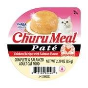 INABA Churu Meal Paté Adult Wet Cat Food, 2.29 oz cup, Chicken Recipe with Salmon Flavor