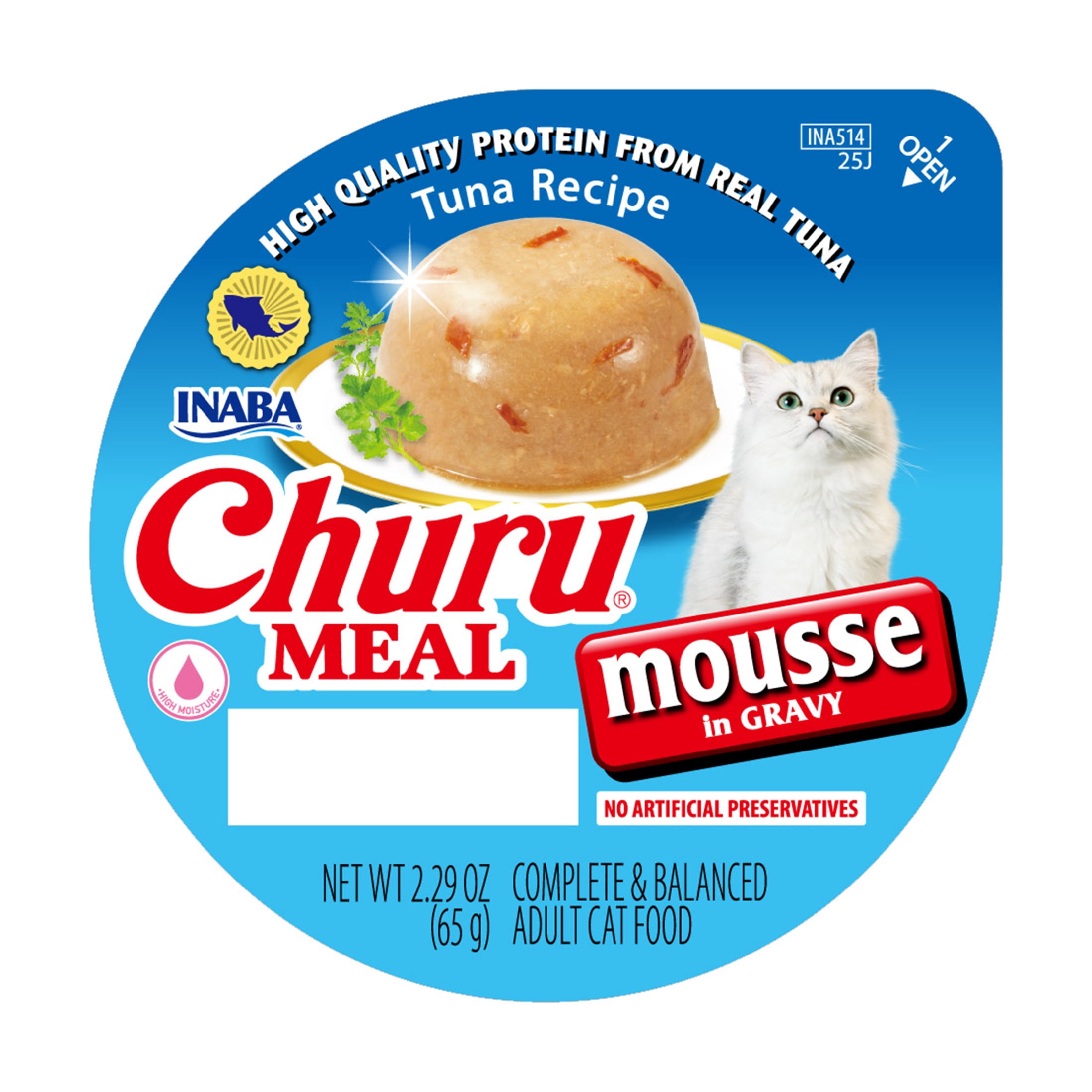 INABA Churu Meal Mousse Adult Wet Cat Food, 2.29 oz cup, 1-count, Tuna Recipe