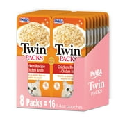 INABA Twin-Packs for Cats, Chicken/Gel e Topper, 1.4 oz/srv, 16 srvs, Chicken in Chicken Broth