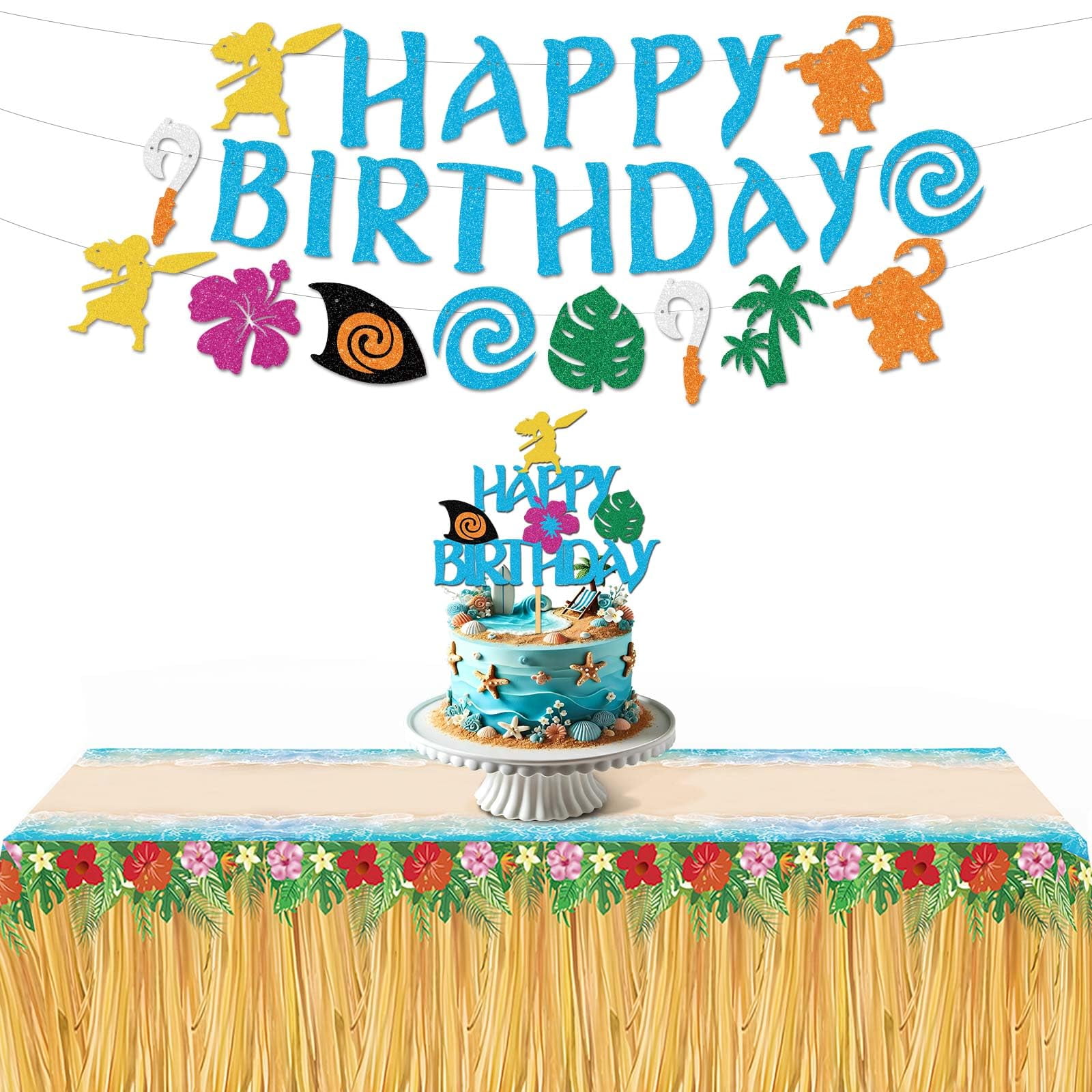 INACORN Moana BirthdayEGSC Decorations Set with Banner, Cake Topper
