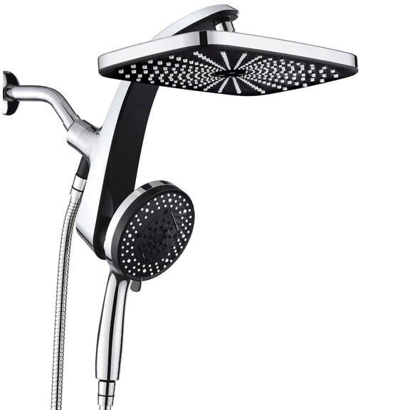 INAVAMZ 12 Inch High Pressure Rainfall Shower Head and 9 Sprays Handheld Showerhead Combo with Magnetic Docking and Power Jet, 360 Adjustable Showerheads with 60” Hose, Anti-Clog, Silver Chrome