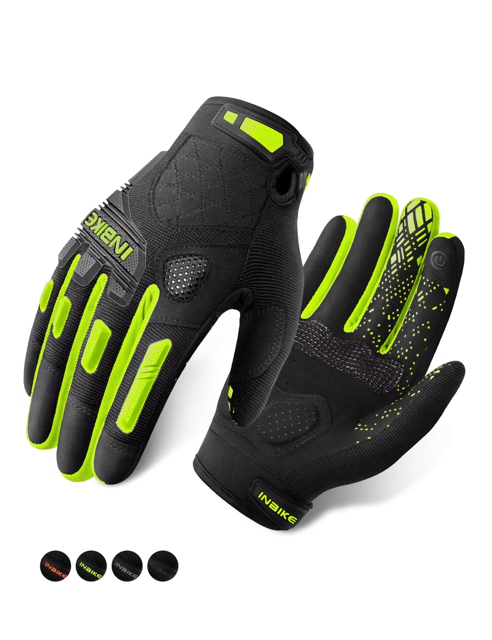 INBIKE MTB Mountain Bike Gloves Touchscreen Thicken Padded TPR Knuckle Protection Green X Large Walmart Business Supplies