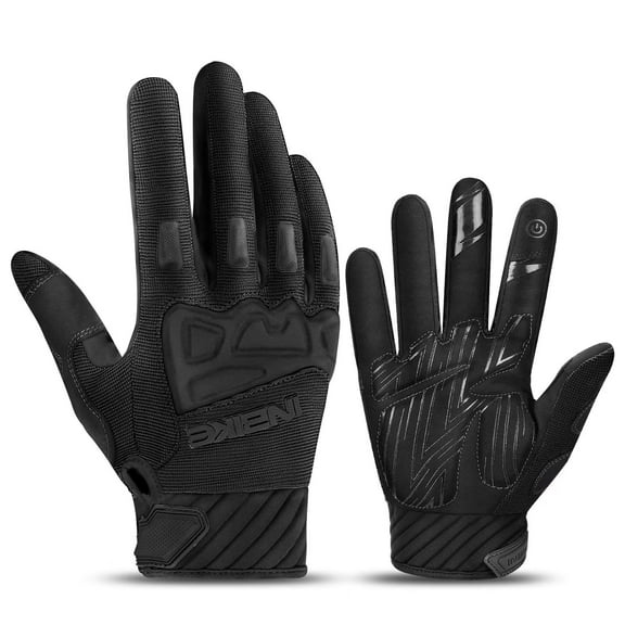 INBIKE Mountain Bike Gloves MTB Touchscreen with Thicken EVA Padded & TPR Knuckle Protection Road Bike Gloves Black Large
