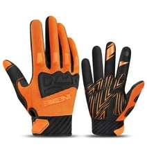 INBIKE Mountain Bike Gloves MTB Touchscreen with Thicken EVA Padded & TPR Knuckle Protection Road Bike Gloves Orange Large