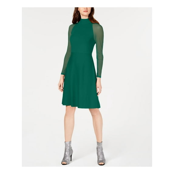 INC $119 Womens New 1013 Green Lace Turtle Neck Long Sleeve Shift Dress XXL B+B