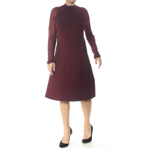 INC $119 Womens New Burgundy Illusion Sleeve Sweater Dress L B+B