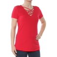 thumbnail image 1 of INC $39 Womens New 1185 Red Lattice Neck Top S B+B, 1 of 2