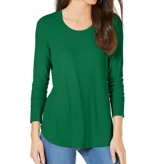 INC $39 Womens New 1234 Green Ribbed Long Sleeve T-Shirt L B+B