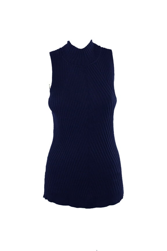 $40 Womens 1213 Navy Keyhole Cap Sleeve Casual Top Regular M B+B