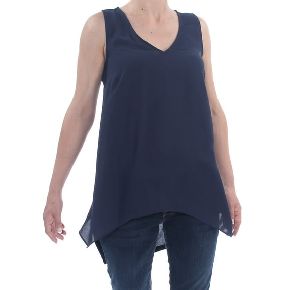 INC $49 Womens New 1120 Navy Handkerchief Hem V Neck Sleeveless Top S B B