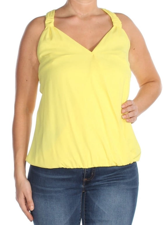 $49 Womens New 1497 Yellow Blouson Tank Casual Top L B+B