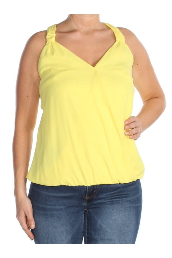 $49 Womens New 1497 Yellow Blouson Tank Casual Top L B+B