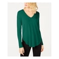 thumbnail image 1 of INC Womens Green Long Sleeve V Neck Hi-Lo Top  Size: XS, 1 of 2