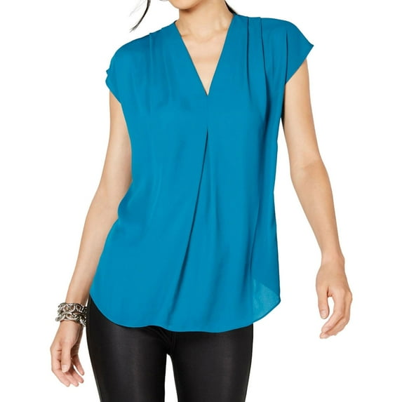 I.N.C Womens Inverted Pleat Pullover Blouse, Green, Large