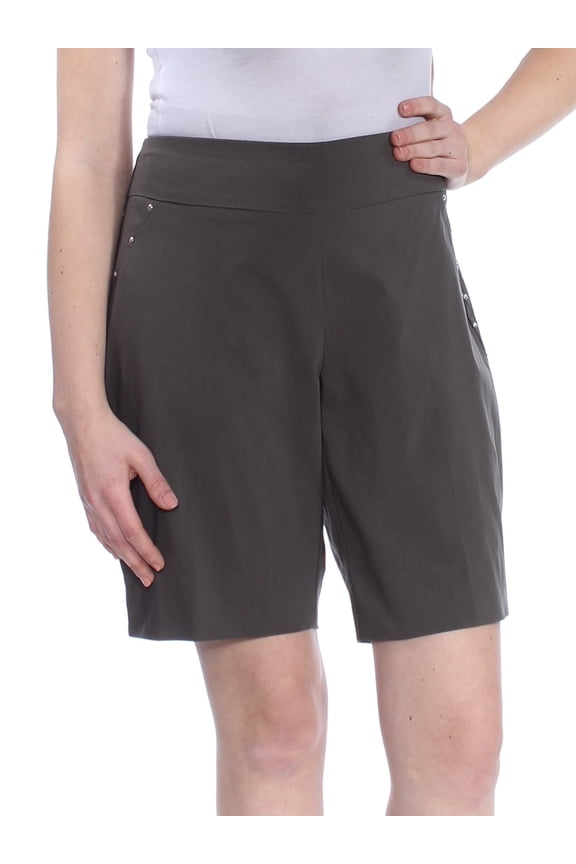 $59 Womens New 1179 Green Curvy Fit Stud Trim Bermuda Short 10 B+B