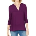 thumbnail image 1 of I.N.C Womens Split Neck Pullover Blouse, Purple, Medium, 1 of 2