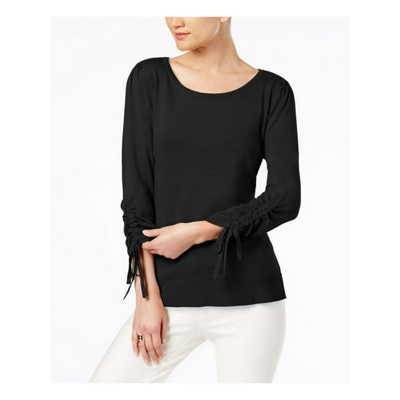 INC $59 Womens New 1641 Black Drawstring 3/4 Sleeve Sweater L B B