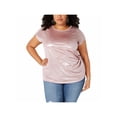 thumbnail image 1 of INC $59 Womens New Pink Metallic Crew Neck Short Sleeve Casual Top L B+B, 1 of 2