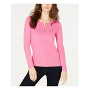 INC $59 Womens New Pink Zippered Jewel Neck Long Sleeve Casual Sweater S B+B