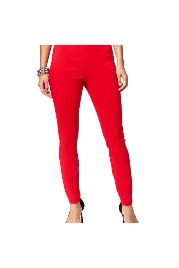 I.N.C Womens Snap Front Casual Trouser Pants, Red, 2
