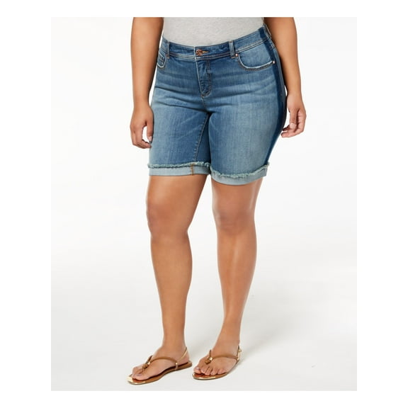 INC $60 Womens New 0282 Navy Denim Casual Shorts 22W Plus B B