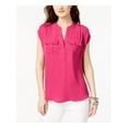 thumbnail image 1 of INC $60 Womens New 1348 Coral Gathered Cap Sleeve V Neck Casual Top XL B+B, 1 of 2