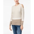 thumbnail image 1 of INC $69 Womens New 1027 Beige Color Block Cold Shoulder Sweater XL B+B, 1 of 1