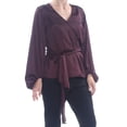 thumbnail image 1 of INC $69 Womens New 1036 Burgundy Belted Long Sleeve Wrap Top S B+B, 1 of 2