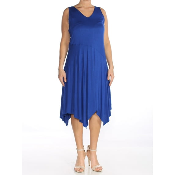 INC $69 Womens New 1086 Blue Asymmetrical Hem Sleeveless Casual Dress L B+B