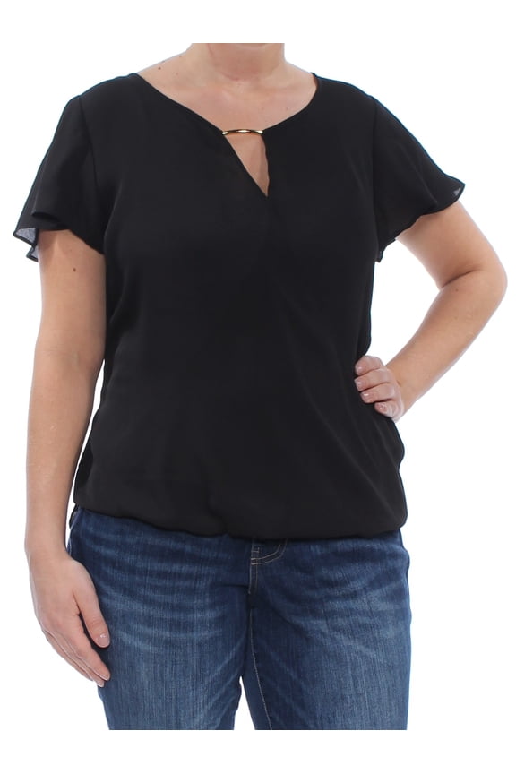 $69 Womens New 1108 Black Hardware Detail Top L B+B
