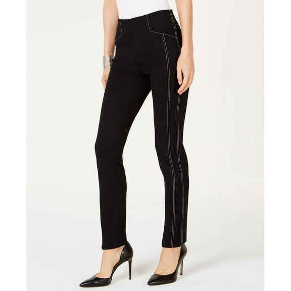 INC $69 Womens New 1179 Black Curvy Contrast Stitch Straight Leg Pants 6 B B
