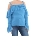 thumbnail image 1 of INC Womens Blue Cold Shoulder Ruffled Top  Size: XL, 1 of 2