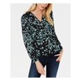 thumbnail image 1 of INC $69 Womens New Black Floral Belted V Neck Long Sleeve Wrap Casual Top XS B+B, 1 of 1