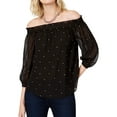 thumbnail image 1 of INC $69 Womens New Black Polka Dot Off Shoulder 3/4 Sleeve Top M B+B, 1 of 2