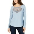 thumbnail image 1 of I.N.C Womens Lace Front Detail Sweatshirt, Blue, Medium, 1 of 2