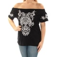 thumbnail image 1 of INC $70 Womens New 1164 Black Beaded Off Shoulder Top M B+B, 1 of 2
