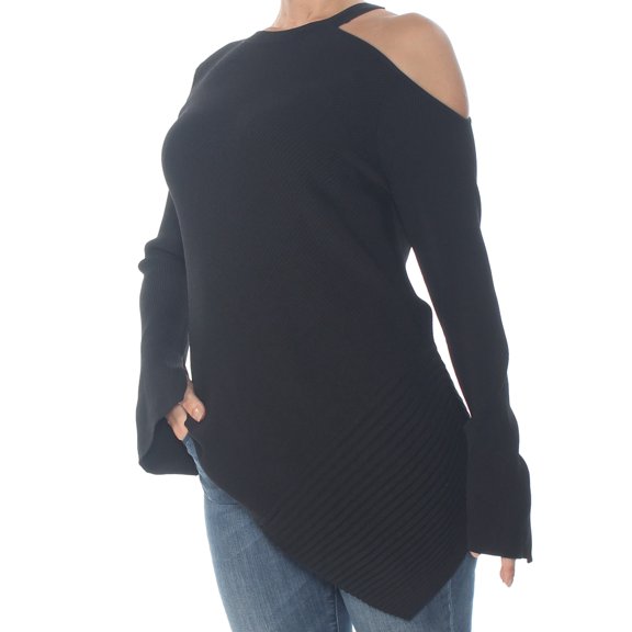 INC $79 Womens New 1021 Black Asymmetrical Cutout Long Sleeve Sweater XL B B