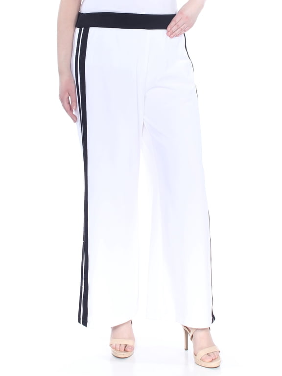 $79 Womens New 1104 White Striped Split Leg Pants XL Plus B+B
