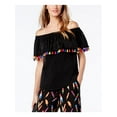 thumbnail image 1 of INC $79 Womens New 1528 Black Fringed Off Shoulder Top S B+B, 1 of 4