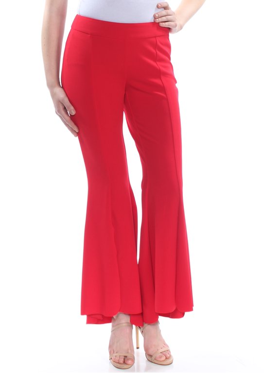 $79 Womens New 1607 Red Ruffled Darted Flare Pants 10 B+B