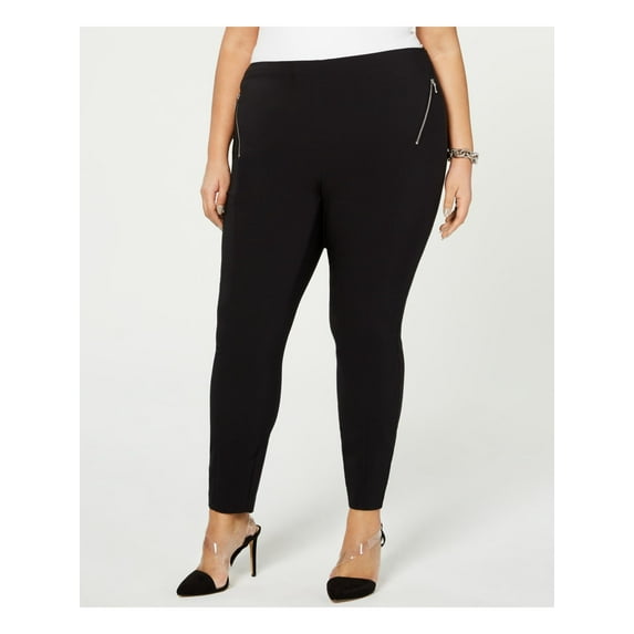 INC $79 Womens New Black Zippered Skinny Casual Pants 16W B+B