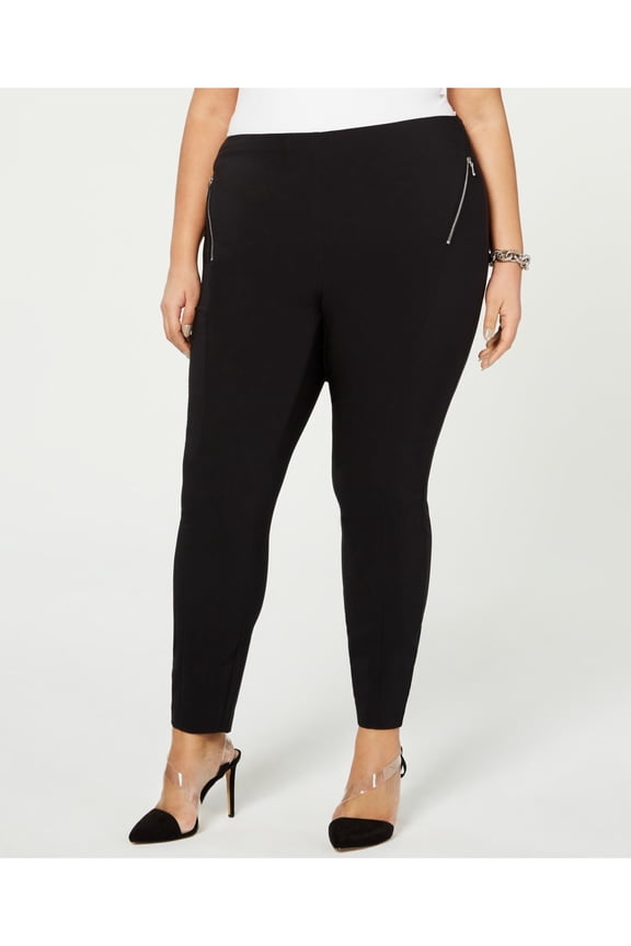 $79 Womens New Black Zippered Skinny Casual Pants 16W B+B