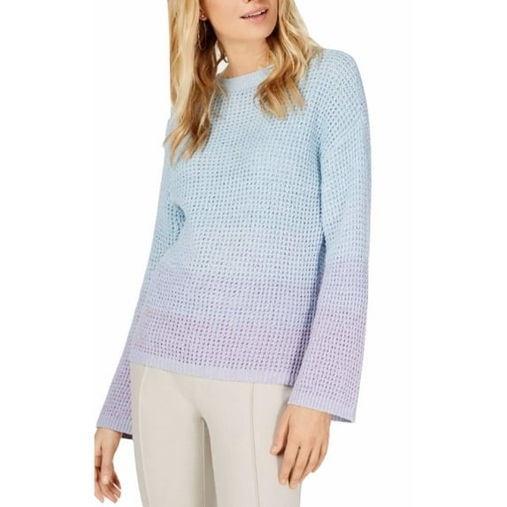 INC $79 Womens New Light Blue Ombre Knit Crew Neck Long Sleeve Sweater M B+B