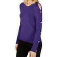 thumbnail image 1 of I.N.C Womens Buttoned Sleeve Pullover Sweater, Purple, Large, 1 of 2