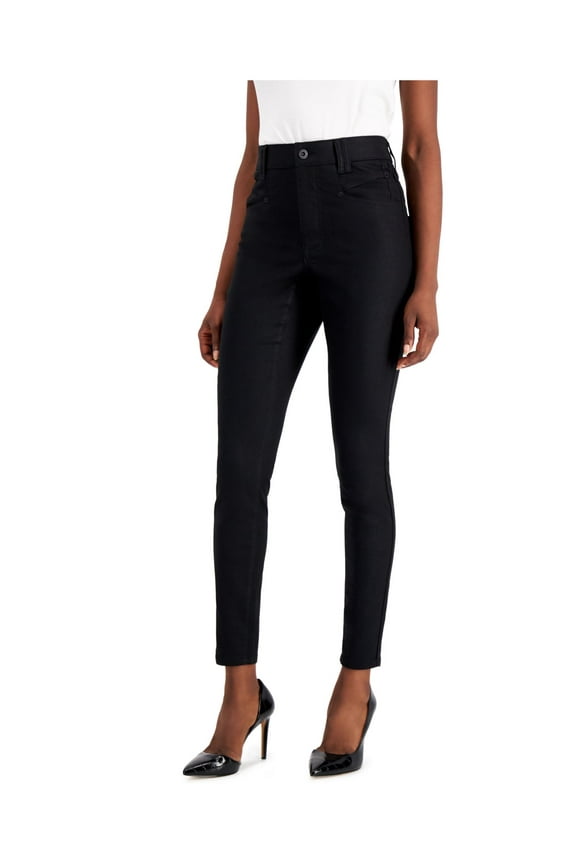 Womens Black Stretch Zippered Pocketed Skinny High Waist Jeans 16- 33