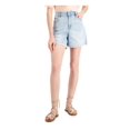 thumbnail image 1 of INC DENIM Womens Light Blue Denim Pocketed Zippered Distressed Raw Hem High Waist Shorts 8, 1 of 4