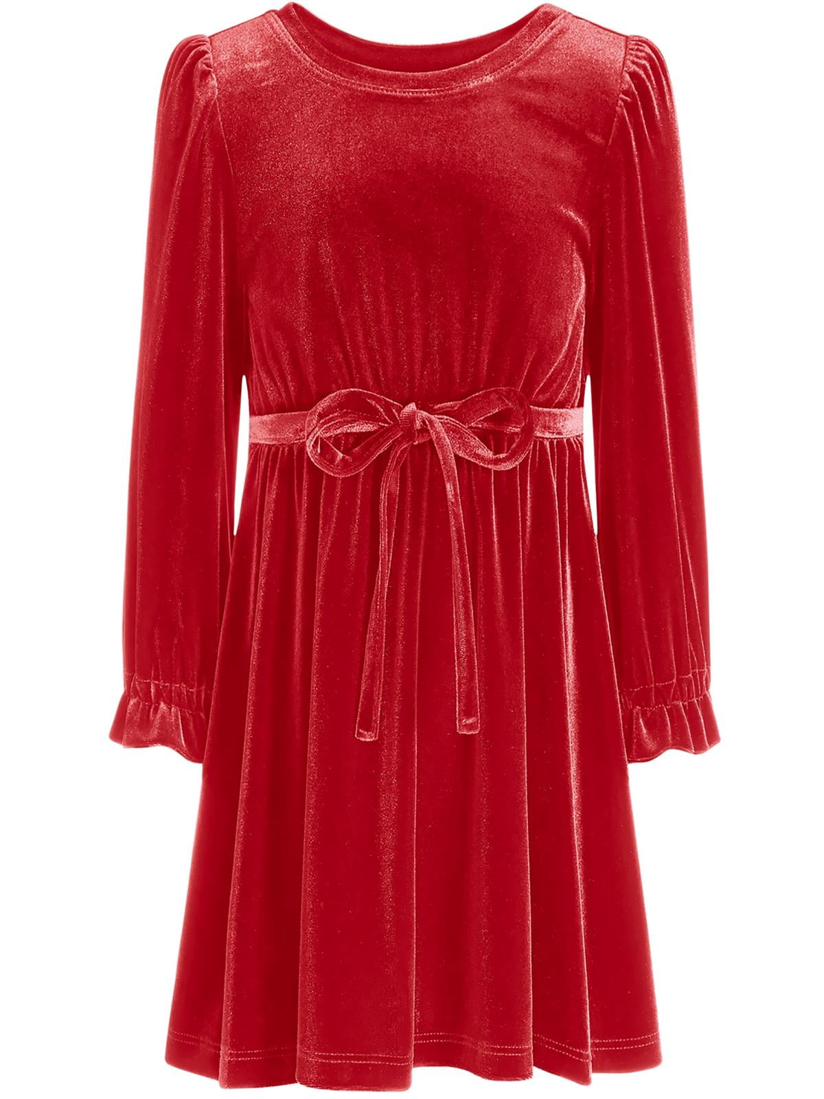 Inc Girls Velour Holiday Fit & Flare Dress Red L