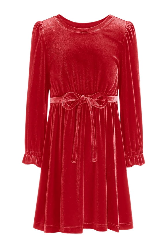 Little Girls Stretch Velour Dress Inc Red M