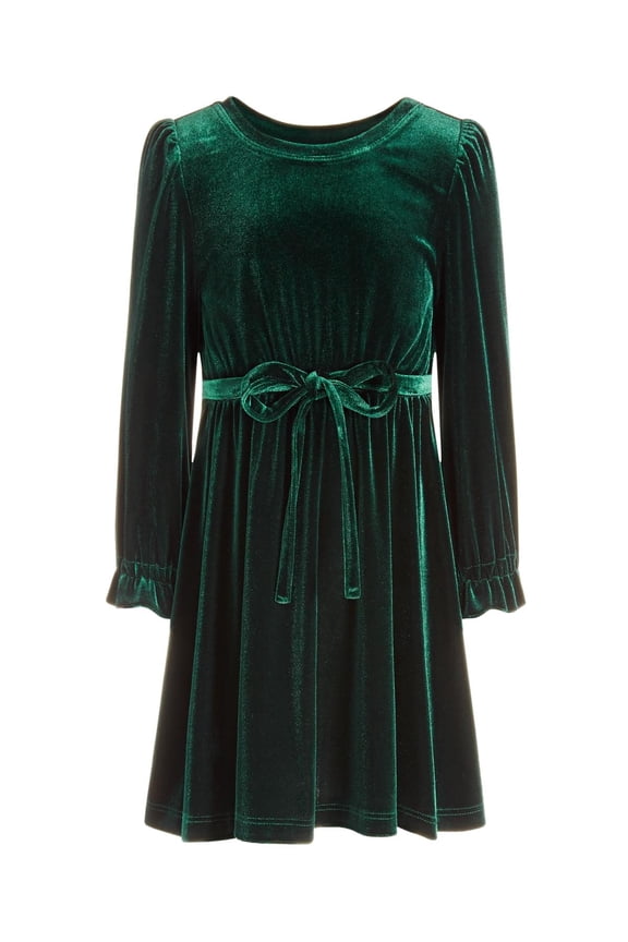 International Concepts Little Girls Stretch Velour Dress Pine Green XL